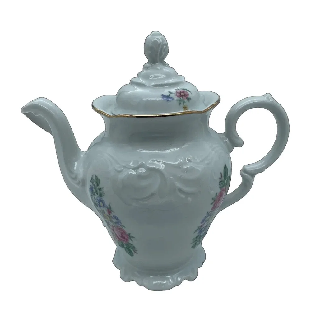 Wawel‎ Coffee /Tea Pot w/Lid White W/ Floral Pattern NW/OTs